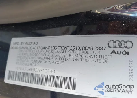 2002 Audi A4 3.0 Quattro из США, поврежденный, VIN WAULT68E82A310740